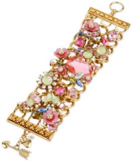 Betsey Johnson Gold Tone Colorful Crystal Cluster Toggle Bracelet   Fashion Jewelry   Jewelry & Watches