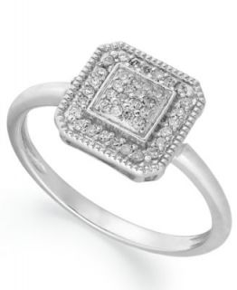 Diamond Ring, Sterling Silver Diamond Square (1/2 ct. t.w.)   Rings   Jewelry & Watches