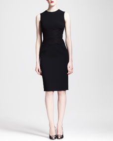 Dolce & Gabbana Sleeveless Lace Waist Sheath Dress, Black