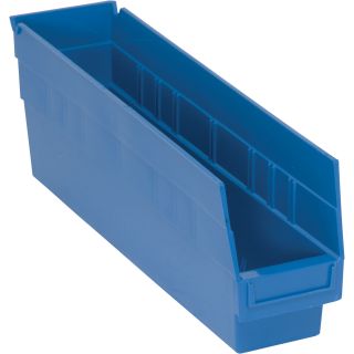 Quantum Storage Store-More 6in. Shelf Bin — 17 7/8in.L x 4 1/8in.W x 6in.H Size, Blue, Carton of 20  Economy Shelf Bins