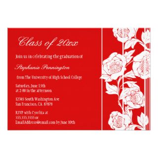 Red white floral graduation party announcement