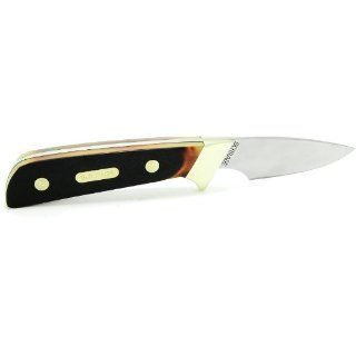 Schrade 156OT Lil' Finger Fixed Blade Knife with Drop Point Blade, Delrin Handle, and Leather Sheath