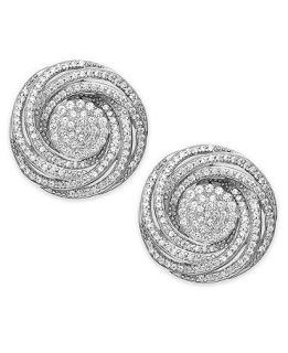 Wrapped In Love™ Diamond Earrings, Sterling Silver Diamond Pave Knot Studs (1 ct. t.w.)   Earrings   Jewelry & Watches