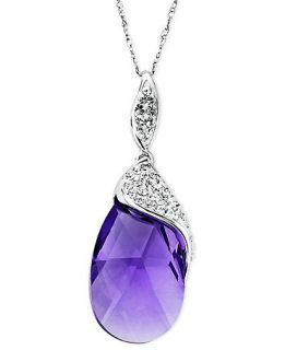 Kaleidoscope Sterling Silver Necklace, Purple and White Crystal Drop Pendant with Swarovski Elements (11 1/8 ct. t.w.)   Necklaces   Jewelry & Watches