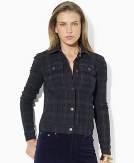 Lauren Jeans Co. Jacket, Long Sleeve Denim Plaid   Jackets & Blazers   Women