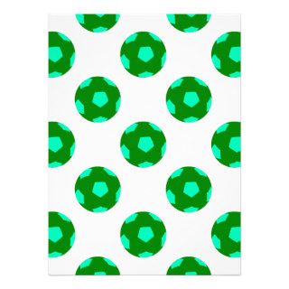 Green and Light Blue Soccer Ball Pattern Personalized Announcements