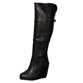 NYLA Women's 'Ryder' Black Tall Wedge Boots FINAL SALE NYLA Boots