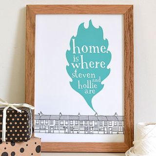 personalised 'home is where…' print by becka griffin illustration