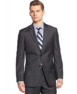 Tommy Hilfiger Pant, Charcoal Windowpane Trim Fit   Suits & Suit Separates   Men