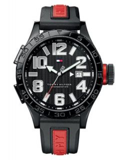 Tommy Hilfiger Watch, Black and Red Silicone Strap 1790693   Watches   Jewelry & Watches