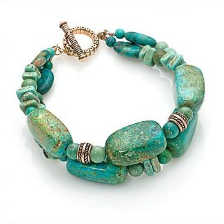 Studio Barse 2 Row Turquoise 8 1/2" Bronze Toggle Bracelet