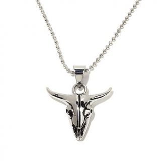 Men's Stainless Steel Longhorn Pendant with 24" Bead Chain