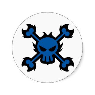 Stylized Skull Icon Sticker in Blue