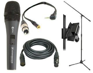 Sennheiser E 815SX Professional Vocal Microphone With XLR Jack to iPhone, iPad2, iPod Touch and Other Compatible Device for Professional Recording, with a 3.5mm Mini Jack for Headphones & IKLIP Mini   Universal microphone stand adapter & On Stage S