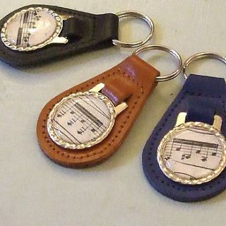 leather music notes keyring by midas