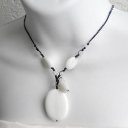 Mother of Pearl and Quartz Teardrop Necklace (Thailand) Necklaces