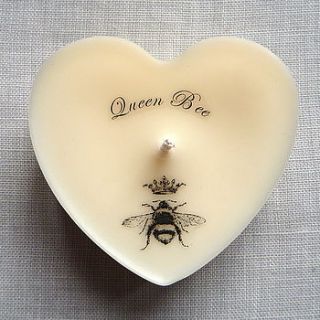 personalised 'queen bee' scented heart candle by rococo rose