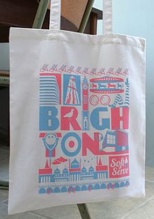 brighton city typographic cotton tote bag by susan taylor