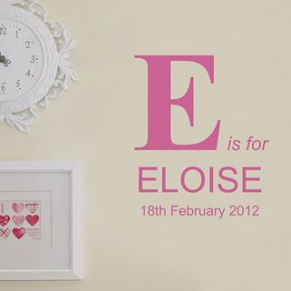 personalised birth and name wall sticker by nutmeg