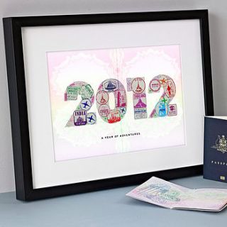personalised passport stamps year print by hannah lloyd