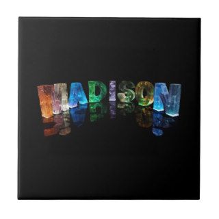 The Name Madison in 3D Lights (Photograph) Ceramic Tiles