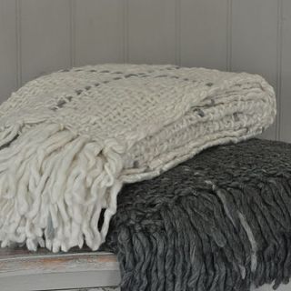 chunky knit throws grey or cream by primrose & plum