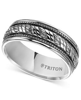 Triton Mens Sterling Silver Ring, 8mm Woven Wedding Band   Rings   Jewelry & Watches