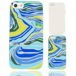 Cell Armor IPhone5 PC JELLY TE148 S Hybrid Fit On Jelly Case for iPhone 5   Retail Packaging   Blue/Green Zebra Print Cell Phones & Accessories