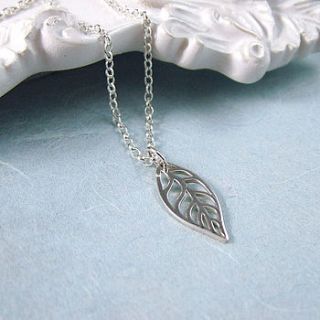 silver leaf necklace by wished for