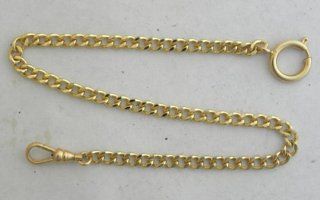 #146 1 New Gold Plated Pocket Watch Chain With Large Spring Ring and Swivel Clasp Watches