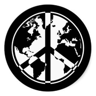 World Peace Sticker   White on Black