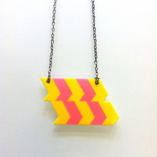 geometric yellow and pink chevron necklace by rolfe&wills