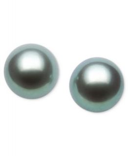 Belle de Mer Dyed Gray Cultured Freshwater Pearl Stud Earrings in 14k Gold (9mm)   Earrings   Jewelry & Watches