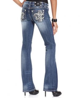 Miss Me Rhinestone Embroidered Bootcut Jeans, Light Wash   Jeans   Women