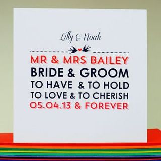 personalised wedding day card by come for a dream