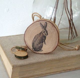 rabbit print tree charm by northern logic