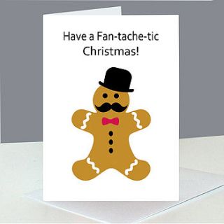 gingerbread man moustache christmas cards by ciliegia designs