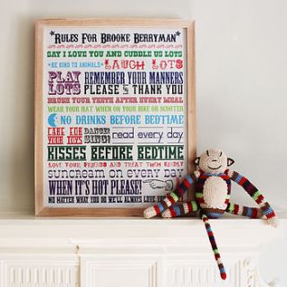 personalised family house rules print by more than words