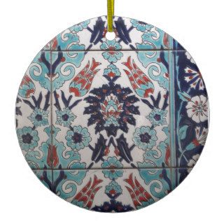 Vintage Blue and White Ottoman tile design Christmas Tree Ornaments