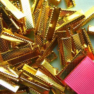 144 pcs. of 22mm or 7/8 inch Gold Ribbon Clamps with Loop (Bulk/Wholesale)