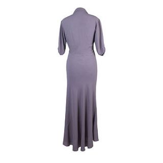 purple smoke sable crepe maxi dress by nancy mac