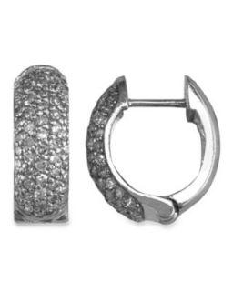 Diamond Earrings, 10k White Gold Diamond Hoops (1 ct. t.w.)   Earrings   Jewelry & Watches