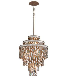 Corbett Lighting 142 47 Dolcetti Seven Light Pendant, Dolcetti Silver with Mixed Shell Finish   Ceiling Pendant Fixtures  