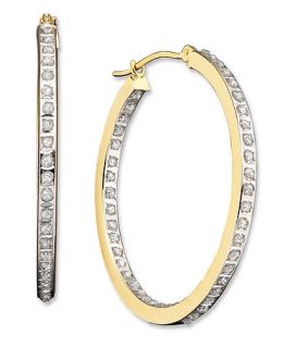 14k Gold Earrings, Diamond Accent Hoop   Earrings   Jewelry & Watches