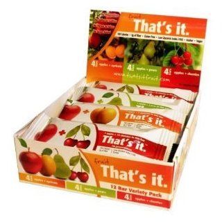 That's it. Variety Pack   Apple + Mango, Apple + Pear, Apple + Cherry & Apple + Apricot Natural Frut Bars (12x1.2oz)  Breakfast Snack Bars  Grocery & Gourmet Food