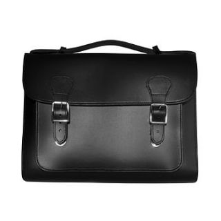black/brown/tan leather briefcase satchel by madison belts