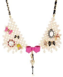 Betsey Johnson Multi Charm Collar Statement Necklace   Fashion Jewelry   Jewelry & Watches