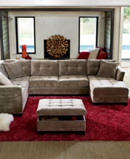 Elliot Fabric Microfiber 3 Piece Chaise Sectional Sofa   Furniture
