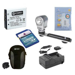 Fujifilm FinePix JV100 Digital Camera Accessory Kit includes SDNP45 Battery, SDM 141 Charger, KSD2GB Memory Card, SDC 22 Case, ZE VLK18 On Camera Lighting, ZELCKSG Care & Cleaning  Camera & Photo