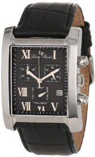 Lucien Piccard Men's 98041 01 Classico Chronograph Black Dial Black Leather Strap Watch at  Men's Watch store.